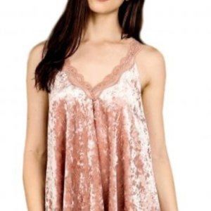Pink velvet baby doll tank top